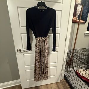 Black and Tan Polka Dot Maxi Dress